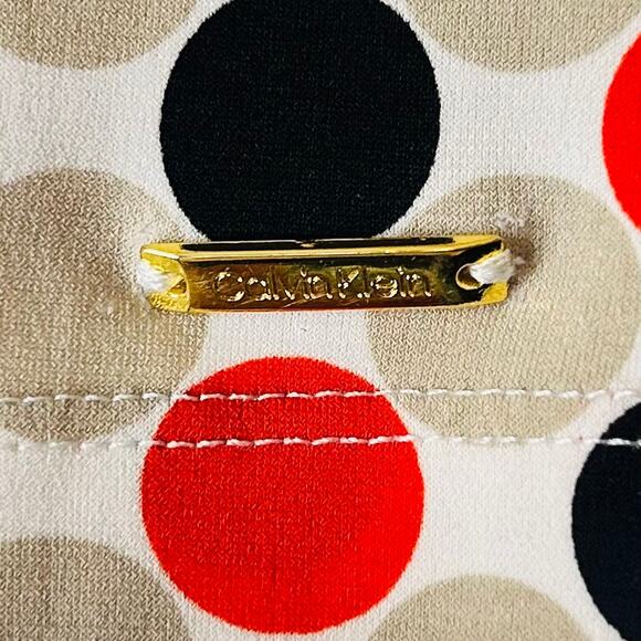 Calvin Klein Multicolor Polka Dot Sleeveless Top Size XL Back Zip Stretch - Picture 2 of 6